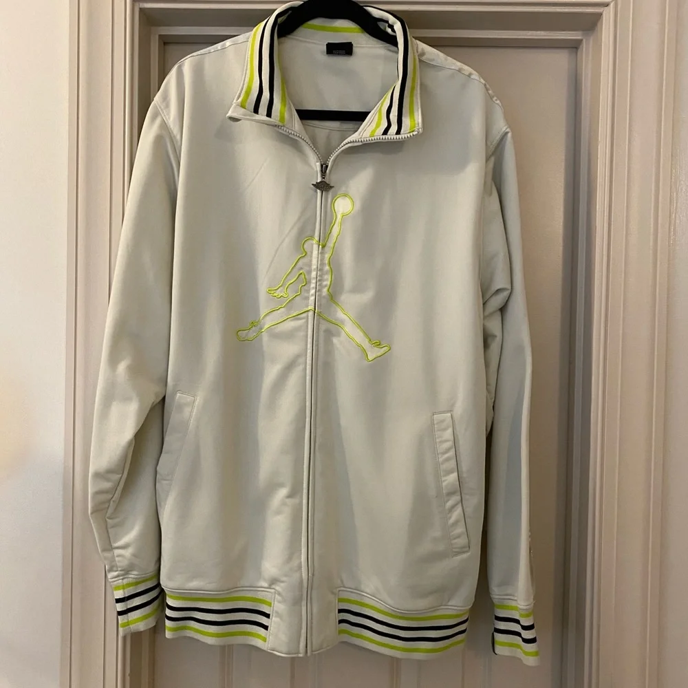 Jordan XXL Men's Y2K White and Neon Yellow Track Jacket